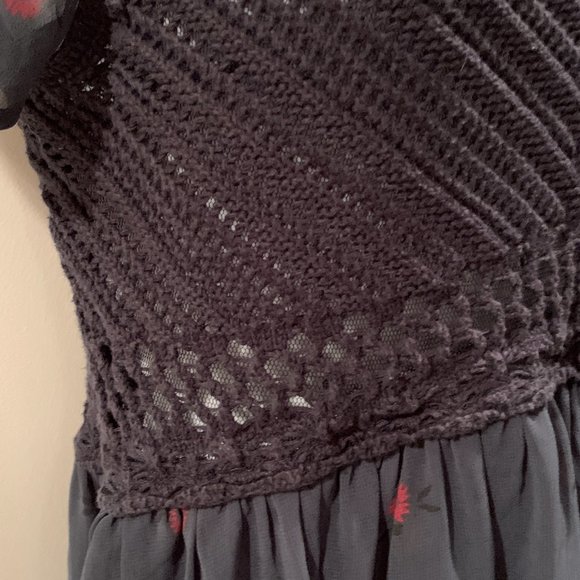 Free People Dark Green Crochet and Chiffon Floral Dress, Size Medium - Picture 12 of 16